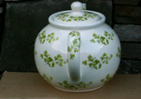 Shamrock Teapot from the Shannonbridge Shamrock range - handle view