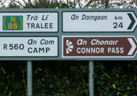 Irish Road Sign 3 showing the name Dingle covered over