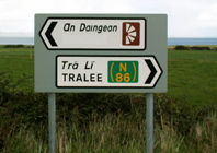Irish Road sign 6 showing the name Dingle covered over