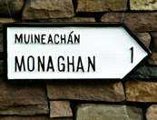Irish road sign - Monaghan