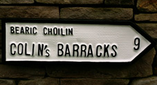 Customised Irish Road sign for Colin's Barracks ( Bearic Choncuir ) based on the actual barracks named after Michael Collins - Collins Barracks