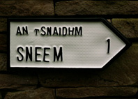 Irish Road sign for Sneem village (An tSnaidhm)  in County Kerry